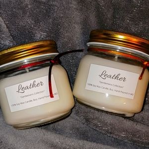 Two 8oz "Leather" scented Candles